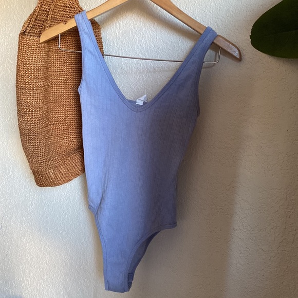 Aura Stretch Bodysuit - Ribbed Powder Blue - Picture 2 of 9